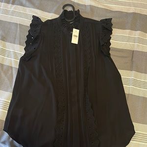 Ann Taylor new sleeveless black button down blouse new with tags